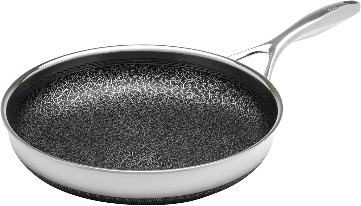 

12-дюймовая гибридная сковорода с антипригарным покрытием DiamondClad — нержавеющая сталь, без PFOA, можно мыть в посудомоечной машине, серебристая/черная