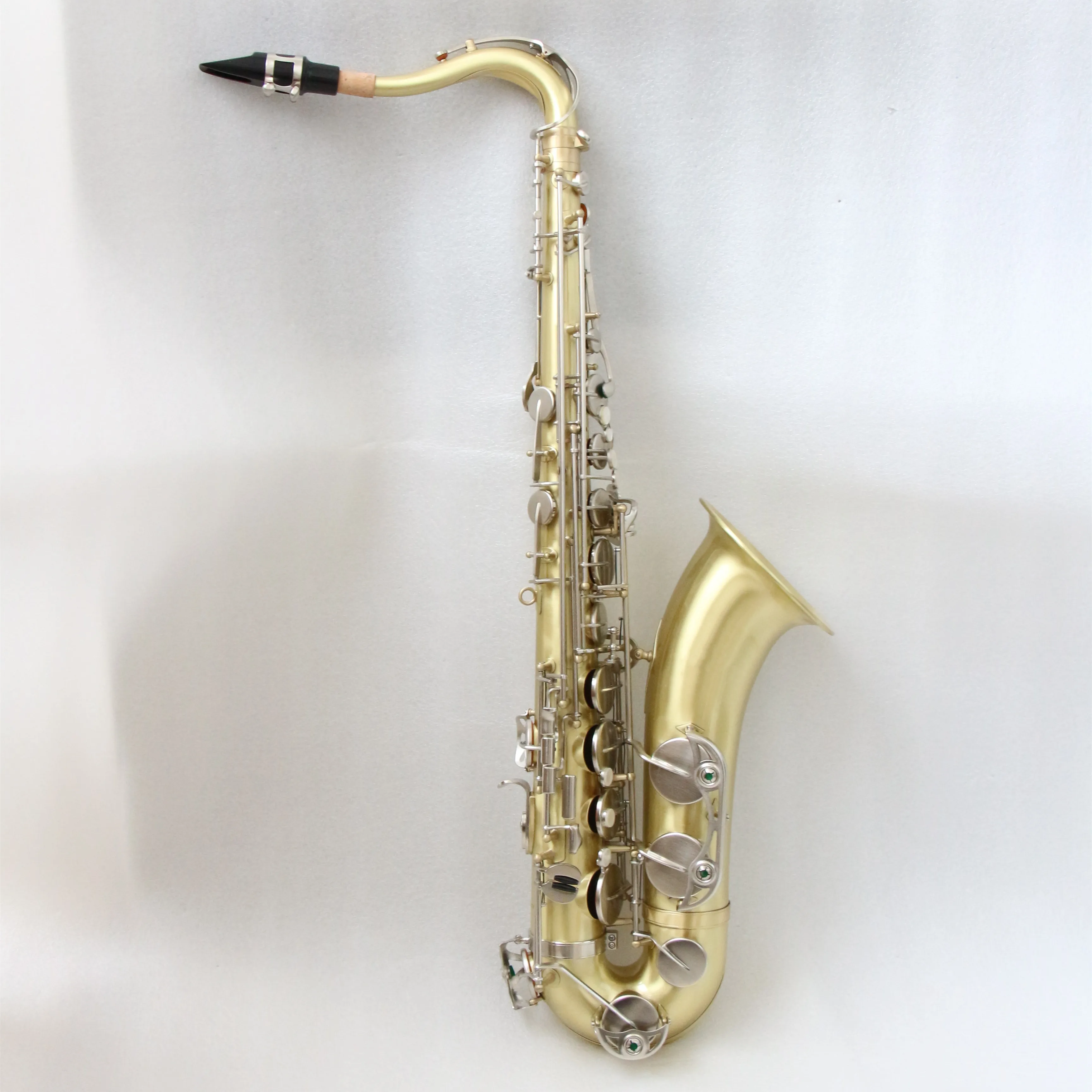 High Quality Musical Instruments Brass Bb Tone Tenor Saxophone With Gold Brush Body Nickel Brush Keys And Mother-of-Pear Inlays
