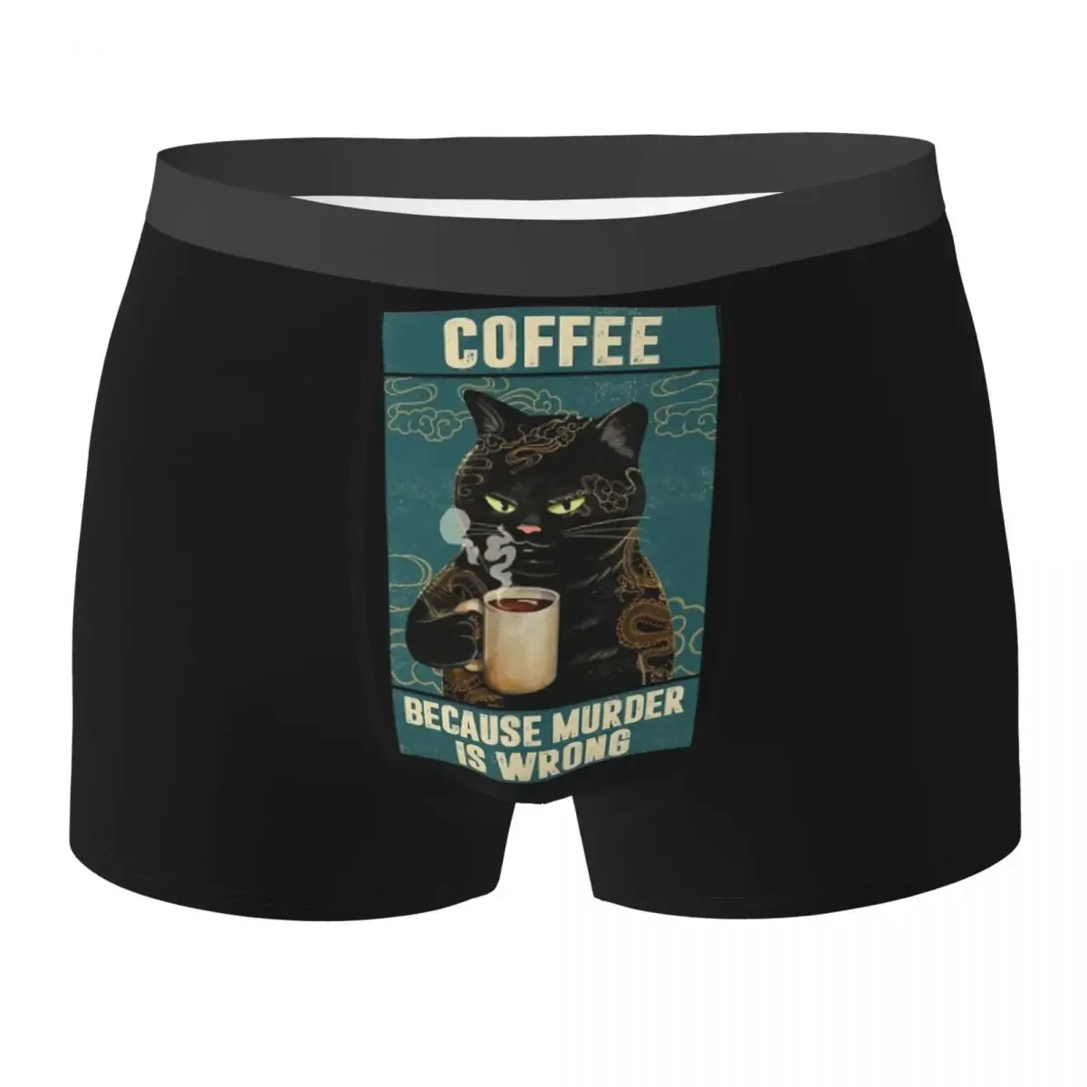

Boxer Underpants Shorts Black Cat Coffee Panties Male Breathable Animal Underwear for Homme Man Boyfriend Gift