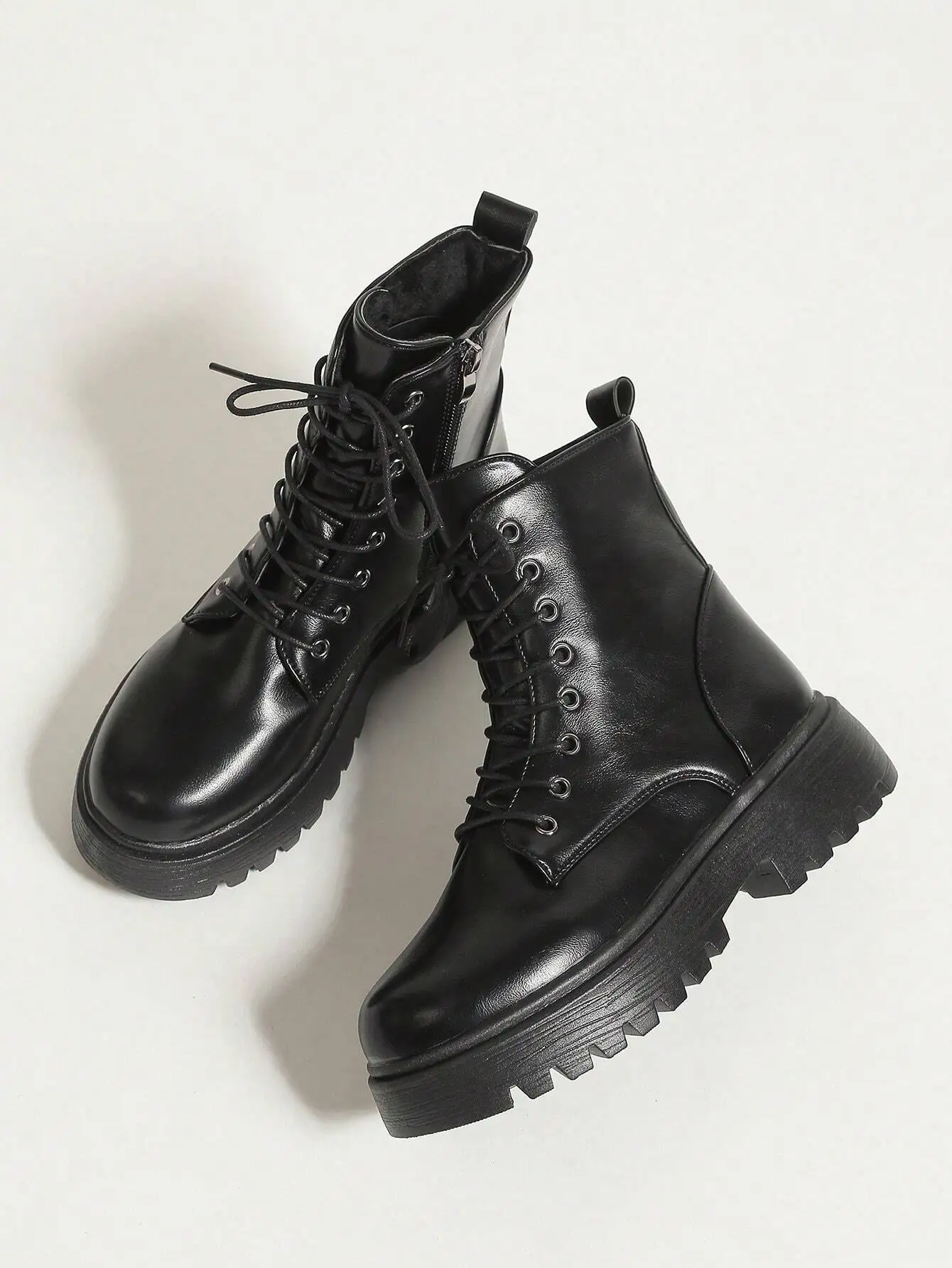 Fall/Winter 2025 Women's Fashion Black Marble Lace-Up Boots, Fashion Match Pants Match Leggings sw2108096099164464