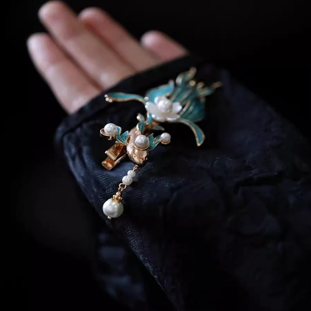 Jepit Rambut Koi Bunga Baru Jepit Rambut Rumbai Mutiara Peri Jepit Rambut Wanita Anak Perempuan Aksesori Rambut Poni Samping