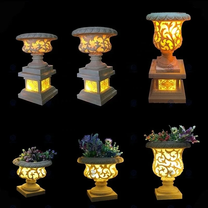 Hand carved sandstone stone lamp Outdoor garden decoration Light Emitting Diode lamp Natural stone lamp