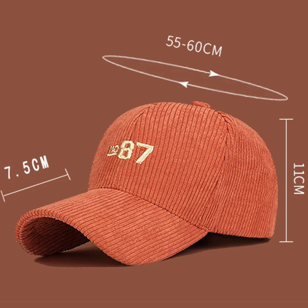 FS Luxury Corduroy Cap For Men Brand Letter Embroidery Women Baseball Hats Brown Orange Streetwear Snapback Caps Casquette Homme view 6