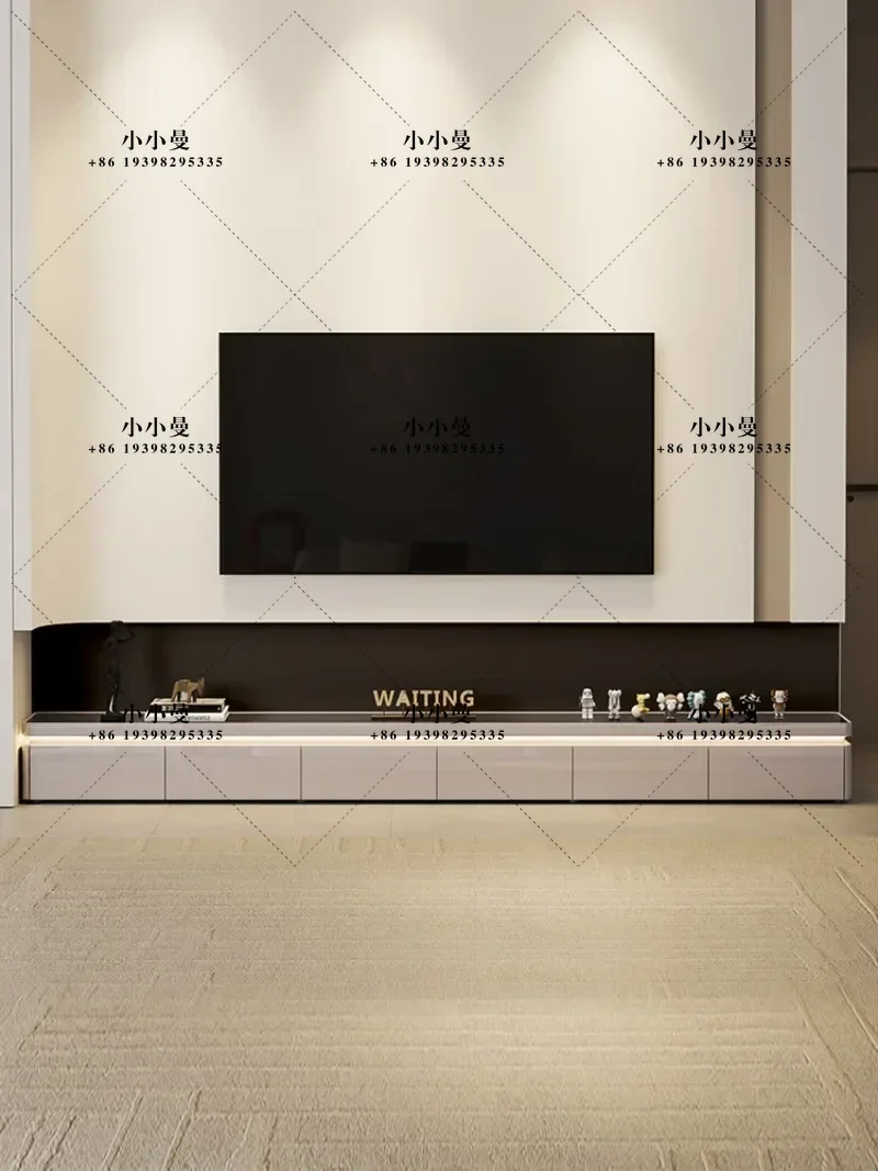 Italian light luxury high sense modern simple ultra-thin cream style living room home TV cabinet