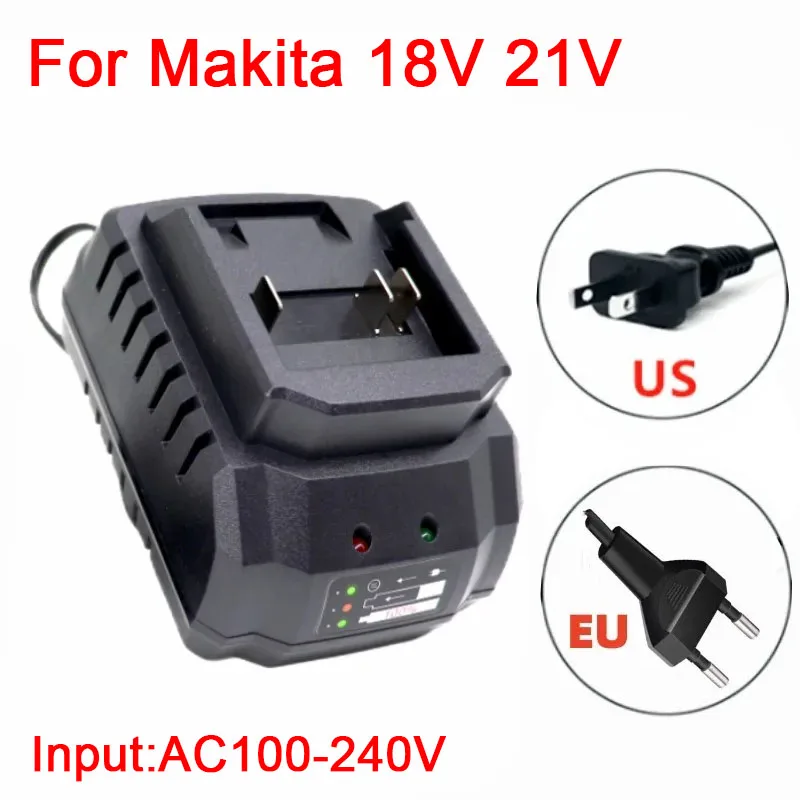 

Зарядное устройство для литий-ионных аккумуляторов (US/EU Plug) с быстрой зарядкой 18В/21В для электроинструментов Makita BL1415 BL1815 BL1830 BL1850