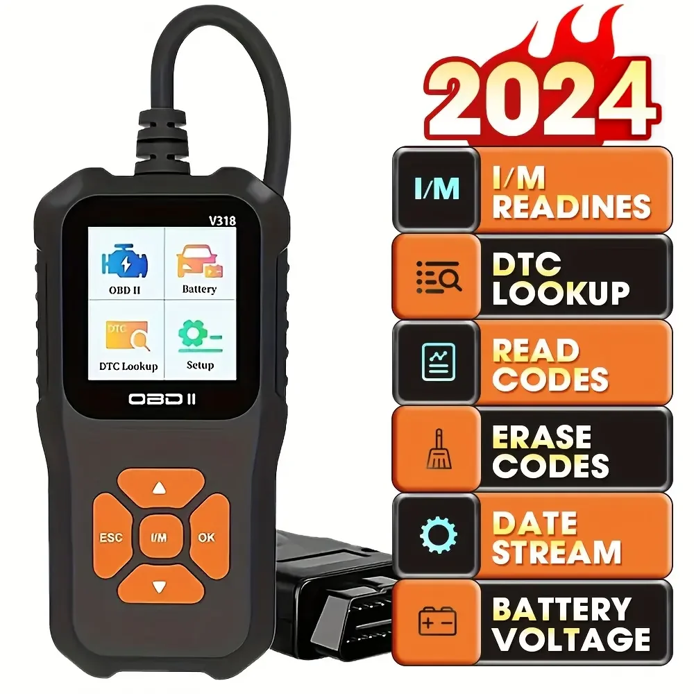 V318 Automotive Diagnostic Tool Automobile Battery Tester OBD2 Scanner Clear or Remove Error Codes Support Multiple Languages 