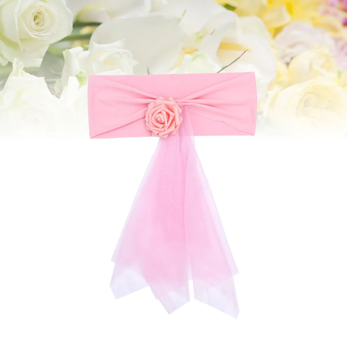 

Chair Organza Bowknot for Wedding Party Birthday Banquet Events Supplies Chair Cover Sash Decoration (Pink)