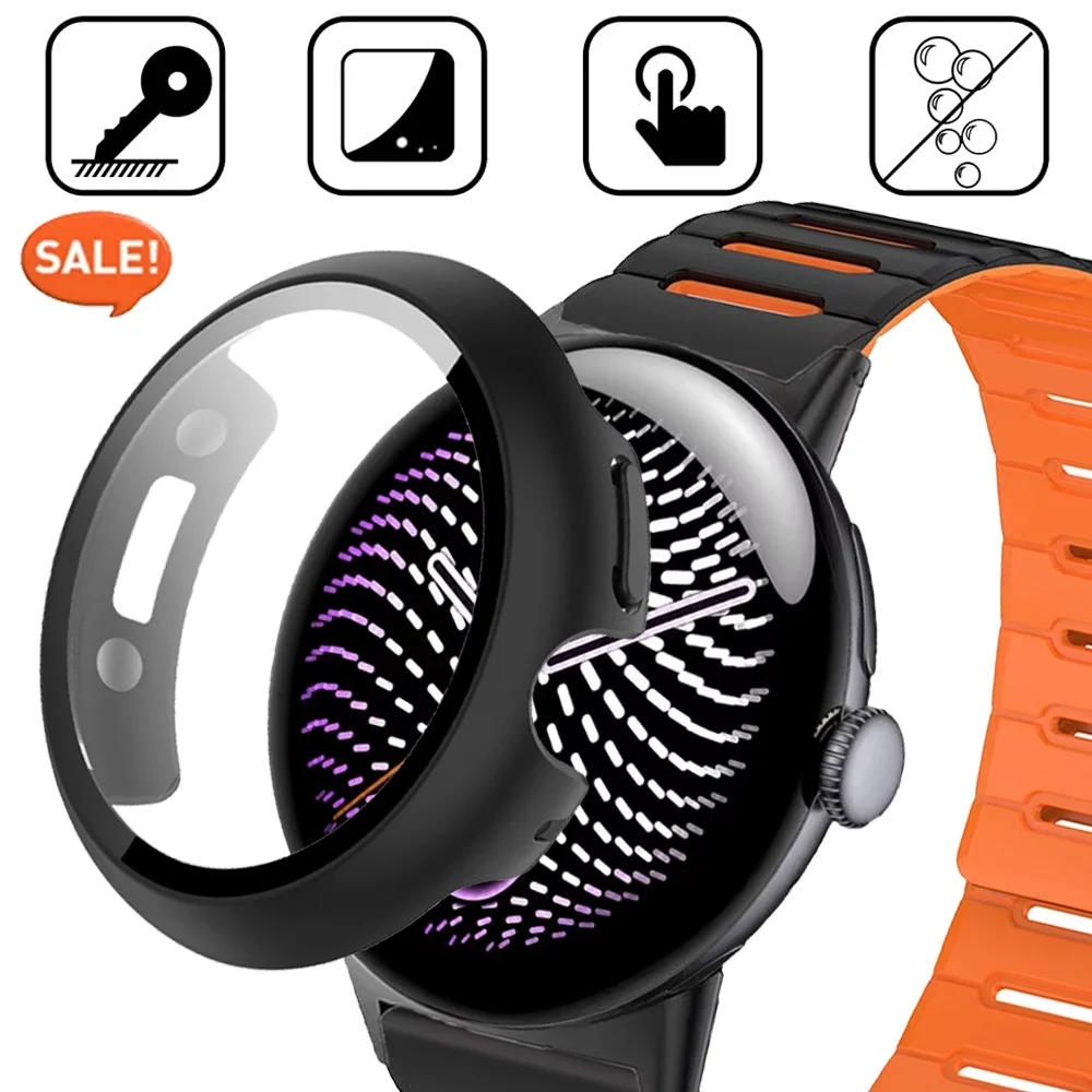 PC Case+HD Tempered Glass For Google Pixel Watch 5 4 45mm 41mm Shockproof Bumper Frame Screen Protective Shell Pixel Watch Cover