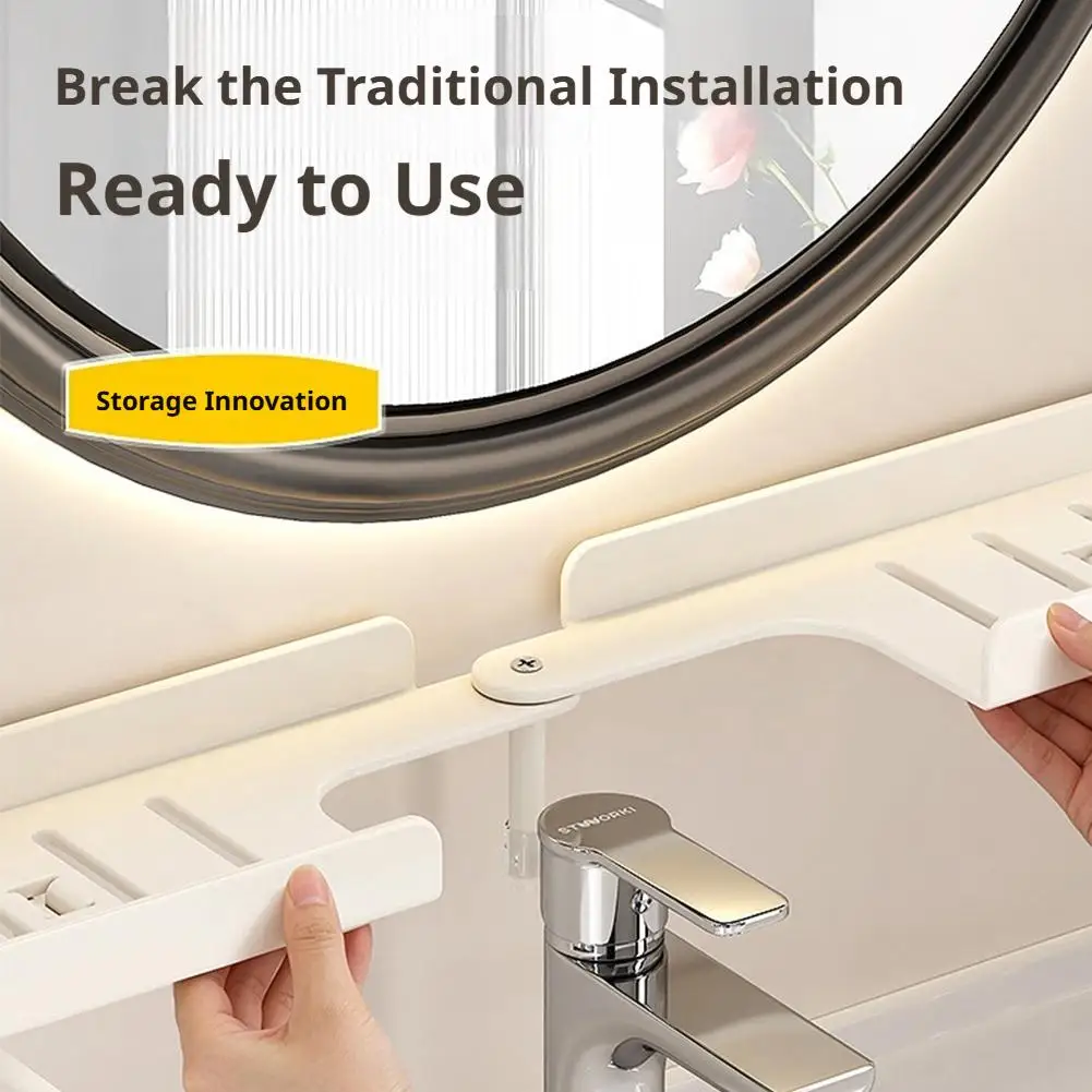 Faltbares Eckregal für Badezimmer, Wasserableitung, einfaches Regal für Armaturen, universeller Organizer ohne Bohren, Waschtisch-Aufbewahrung – Detail 20