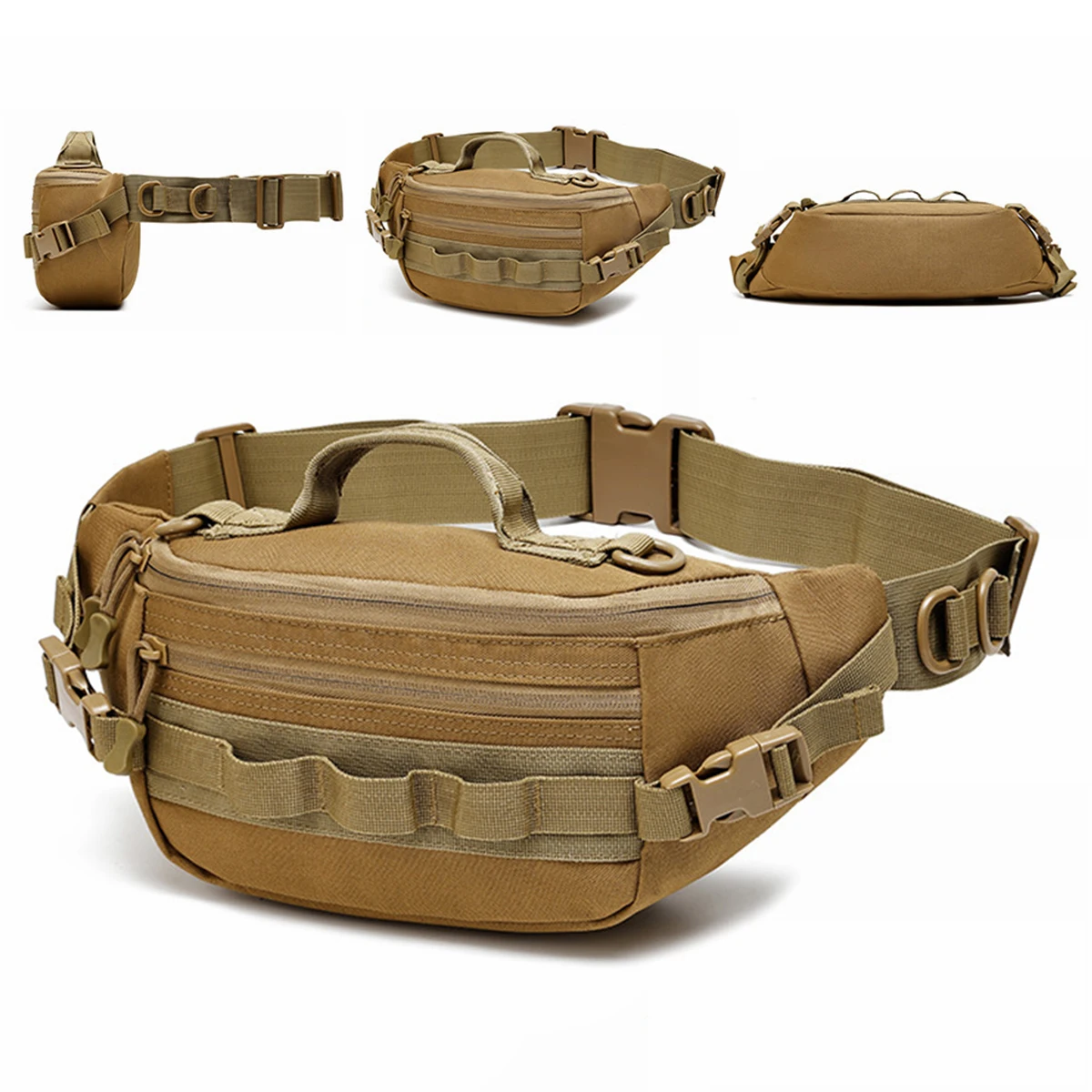 

Men Tactical Fanny Pack Waterproof Fishing Tackle Bag Multifunctional Zipper Storage Bag for Outdoor Camping Hunting Shooting