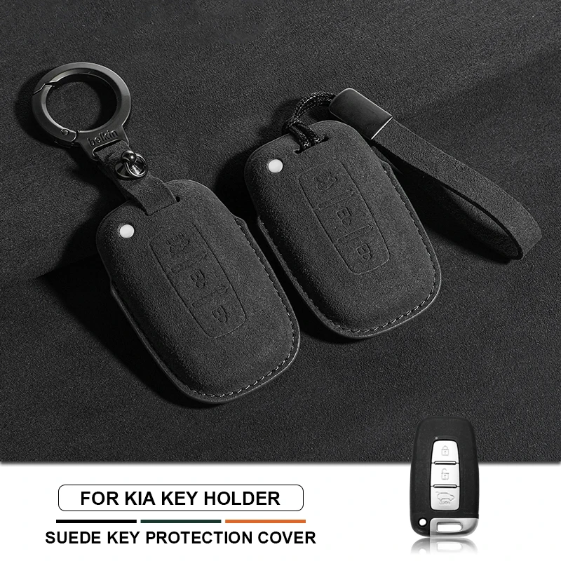 

3 Buttons Suede Car Key Fob Shell Cover Smart Key Case For KIA Forte Sportage Optima K2 K5 For Hyundai Genesis Coupe Sonata ix35
