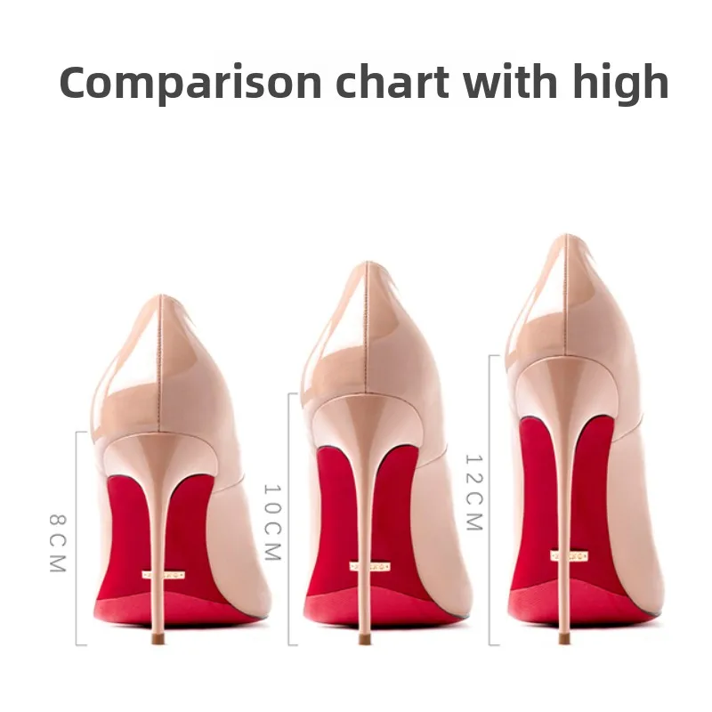 

Big Size 43 12cm Stiletto Heel Red Net Painted Leather High-heeled Shoes for Women Nude Pink Sexy Pointed-toe Single Shoes