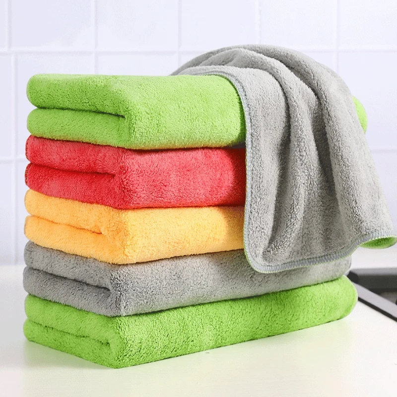 

Утолщенная чистящая ткань из микрофибры, впитывающее полотенце для мытья автомобиля, работы по дому, чистка кухни, чистящие тряпки, бытовые чистящие средства