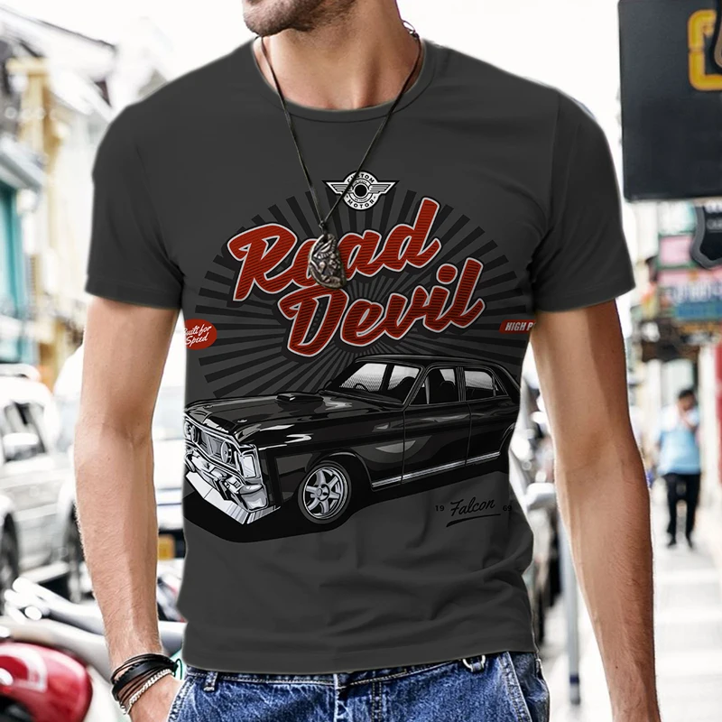 Men's T-shirts Vintage Car Graphics O Neck Short Sleeve Sportswear 3D Printed Summer Tops Oversized T-shirt Luxury Harajuku Tees