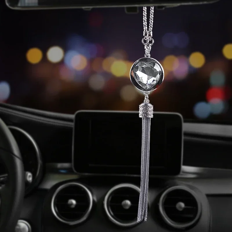 Creative Car Ornaments Bling Diamond Decor Trim Rearview Mirror Hanging Pendant Crystal Rhinestone Auto Interior Accessories