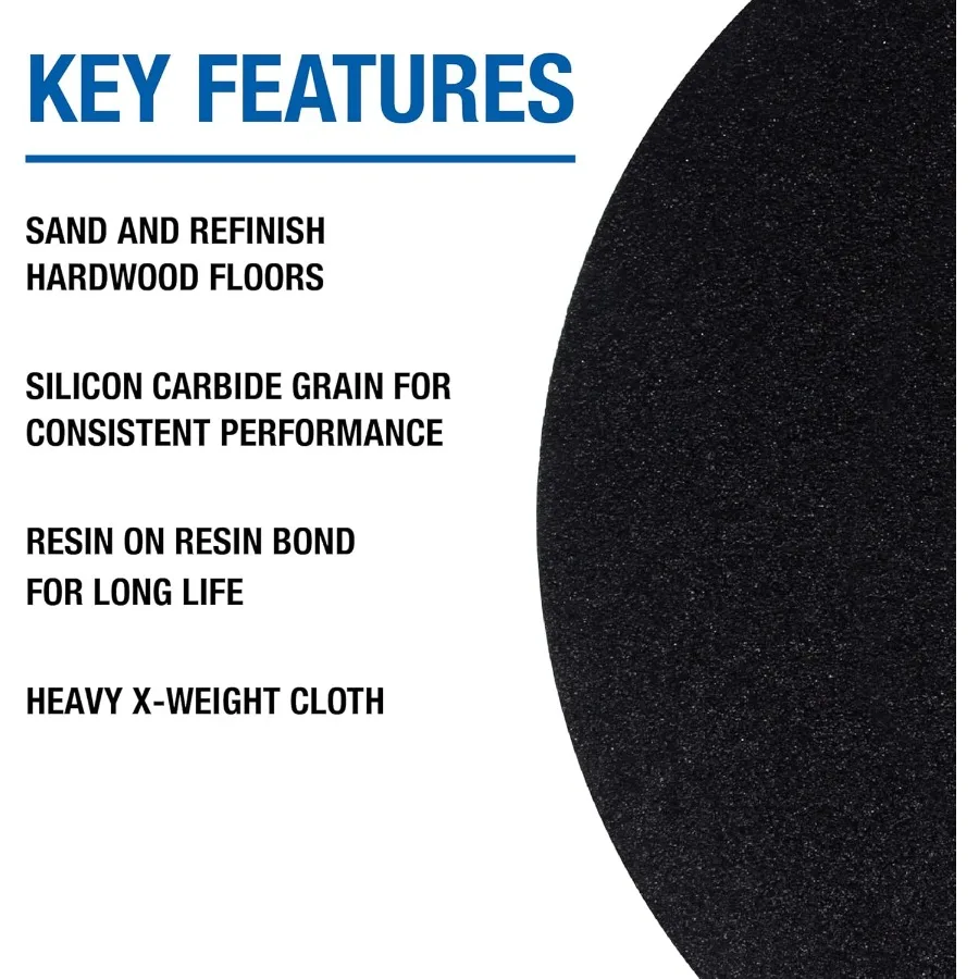 426060 炭化ケイ素フロア研磨ディスク 布製裏地 16インチ x 2インチ穴 グリット60X 20枚入り