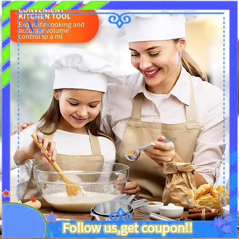 

A55P-Stainless Steel Measuring Cups And Spoons Set Of 56 Pieces,28 Nesting Cups And 28 Stackable Spoons Professional Portable