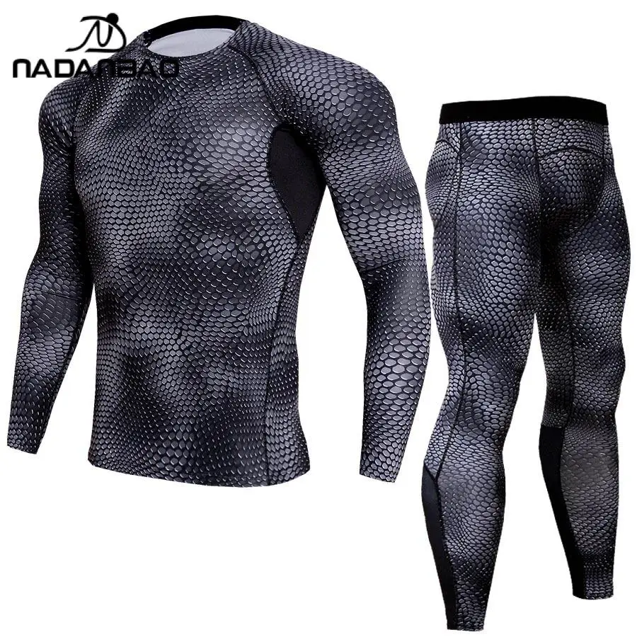 

Nadanbao Men Tights Ropa Gym Hombre Adult Training Kit Cycling Sweatpants Suit Man Fashion Snake Print Workout Wear Suit