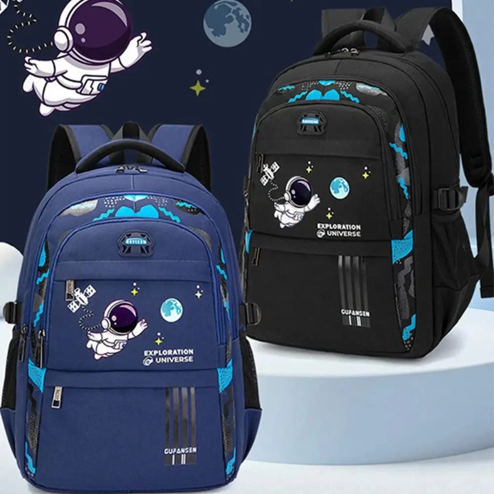 Large Capacity Kids Backpack Spaceman Print Orthopedic Children School Bags Reflective Design Waterproof Rucksack Bagpack