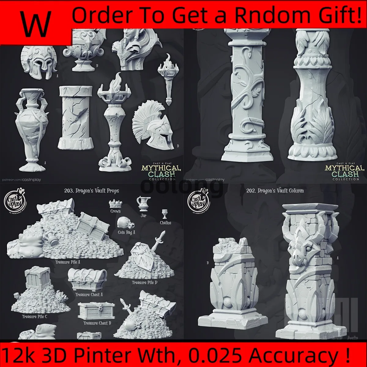 Miniature Landform Hill Greek Temple Props Longshan Treasure Pillars Dragon Egg DND Terrain Props Model