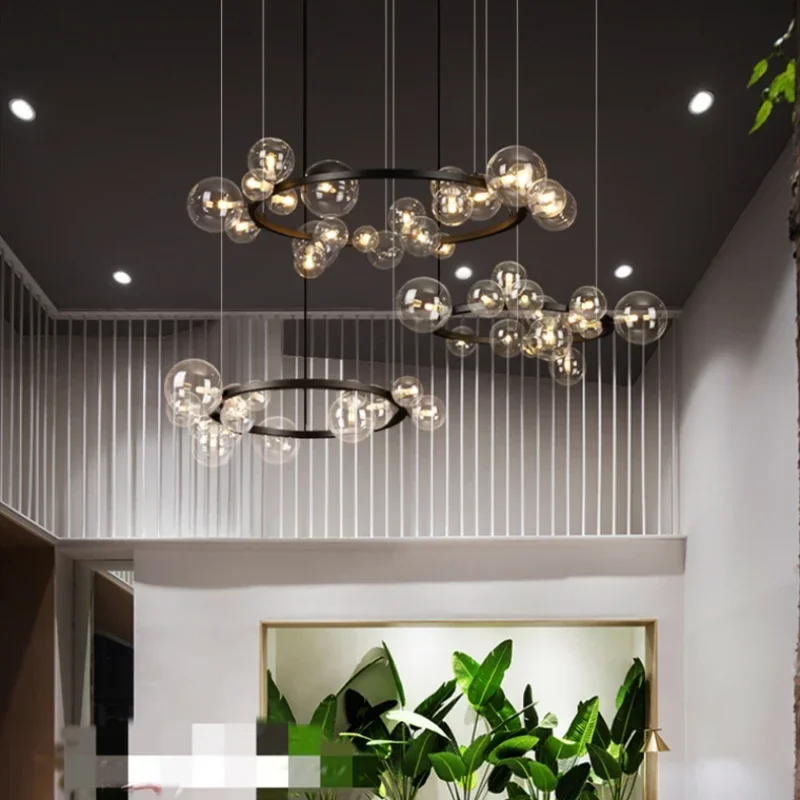 Nordic Living Room Lamp Simple Magic Bean Molecular Bubble Lamping Modern Bedroom Dining Room Glass Ball Pendant Lamps