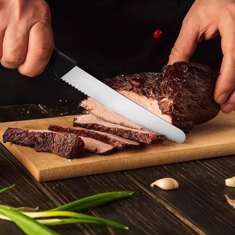 Steak Knives Set of 1/2/4/6/8 Stainless Steel Serrated Round Tip Fruit And Vegetable Paring Baking Toast Serrated Bread Knives