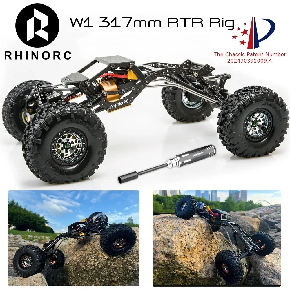 RhinoRC W1 Crawler Car Chassis 317mm 1/10 Shafty Crawler Rig With Moza 2.2 Inch Tires With 11.85oz Tungsten Steel
