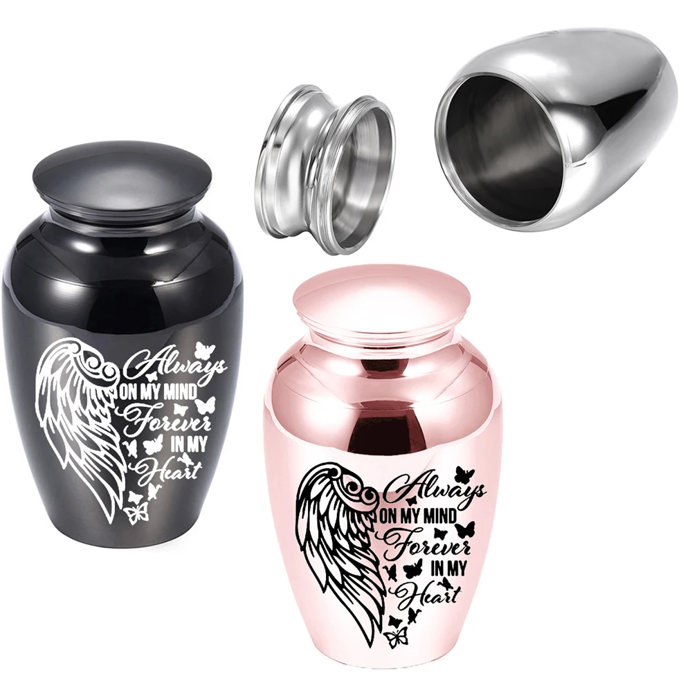 Mini Urns for Human Ashes, 2.56x1.77Inch Tall Small Urns for Ashes Adult Female with Angel Wings, Decorative Little Keepsake Urn