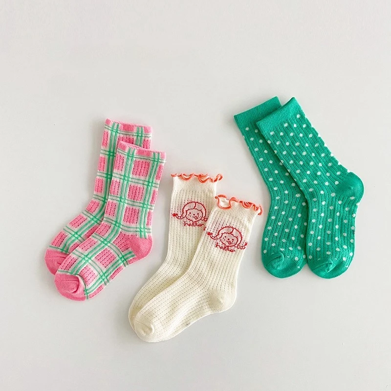 

3 Pairs Girls Cartoon Socks Breathable Mesh Ankle Socks Summer Lightweight Soft Comfortable Kids School Children Socks 2025