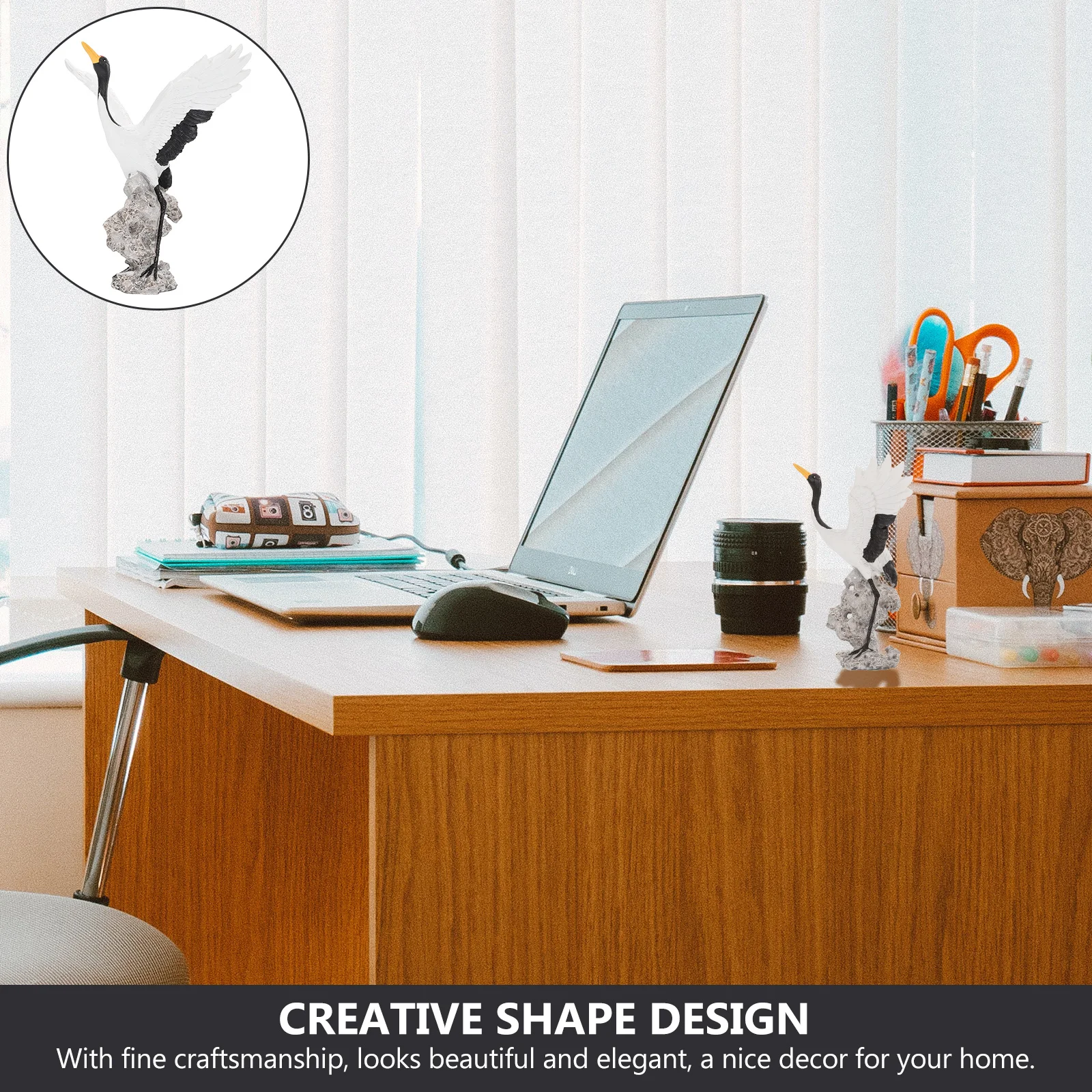 

1Pcs Ceramic Crane Ornament Simulation Garden Decor Lightweight Elegant Home Desktop Decoration Crane Ornament Ceramic Craft