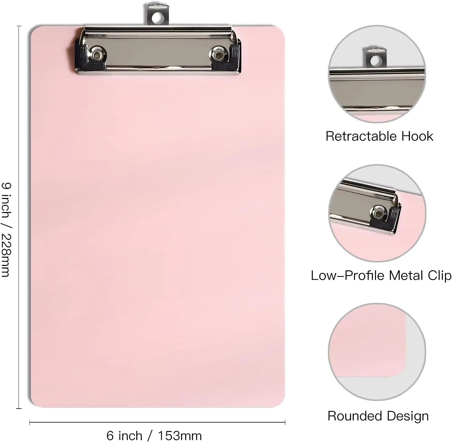 Clipboard A5 Memo Size Clip Board for Students, Kid, Women, Home, Low Profile Clip, Mini Size 6 X 9 in, Office Supplies & School