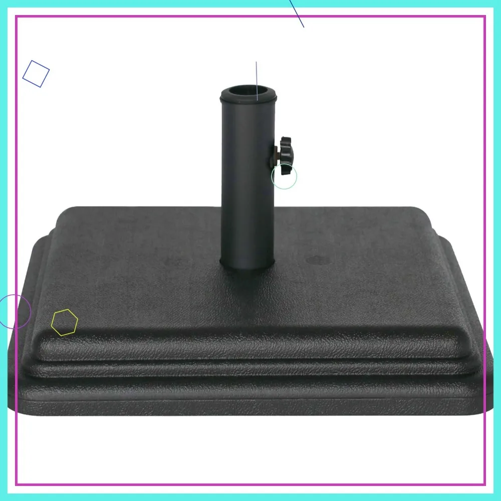 قاعدة مظلة شديدة التحمل بوزن 40 رطل لطاولة الفناء، جذع قابل للتعديل يناسب أقطاب 1-1.5 بوصة، حامل خارجي أسود