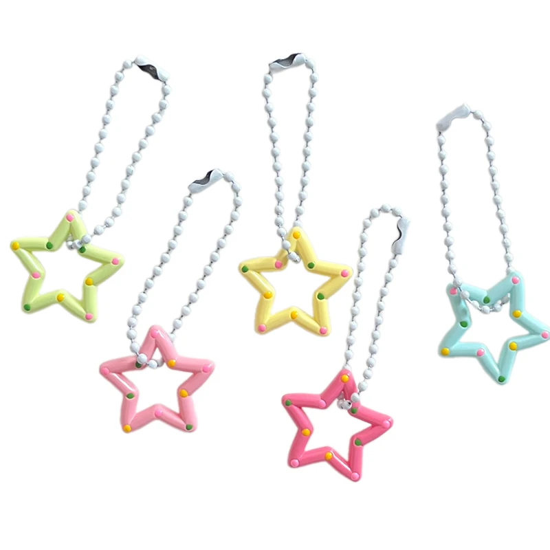 Colorido oco Out Star Keychain, estilo coreano, bonito Mini resina chaveiro, pingente ponto de onda, pendurado acessório