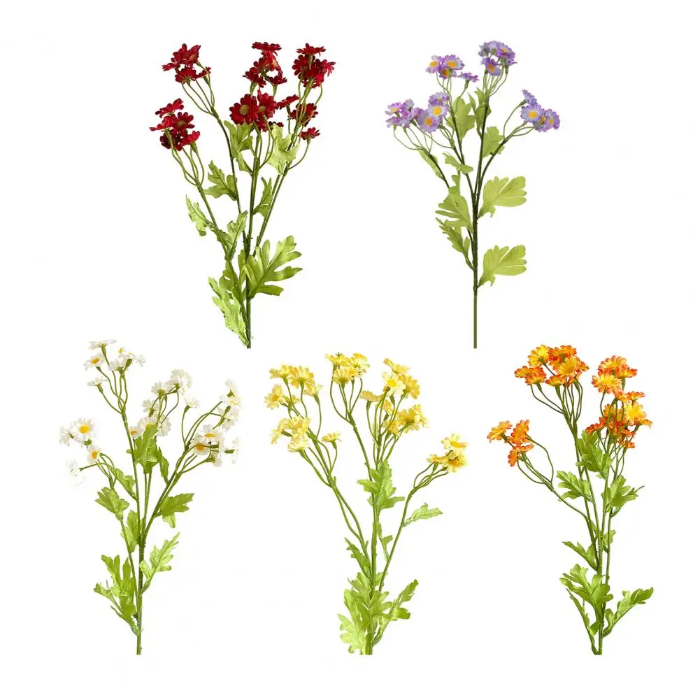 

6Pcs Artificial Chamomile Flower Bouquet Lifelike Silk Daisy for Home Vase Decor Wedding Flower Photography Props