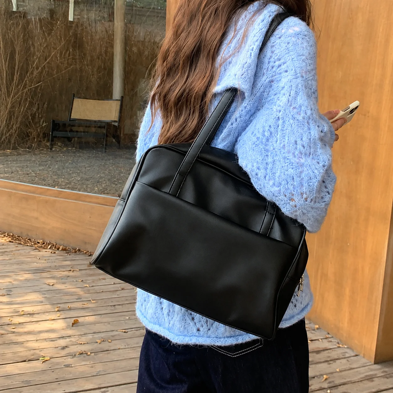 Large Capacity Tote Bag Large Capacity Women'S Shoulder Tote Bag Pu Leather Shoulder Bag Casual For Fall Matching Casual Dating
