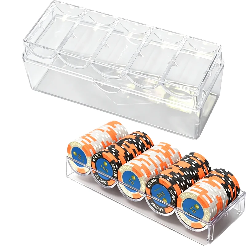 Acrylic Poker Chips Case Transparent Texas Hold'em Card Tray Chip Rack Clear Chip Holder Card Deck Holder Chip Carrier