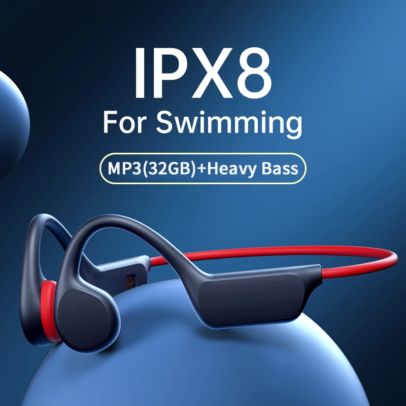 

Bone Conduction Bluetooth 5.3 Wireless Headphone Sports Swimming IPX8 Waterproof Earphones With 32G Memory MP3 Player HIFI Heads