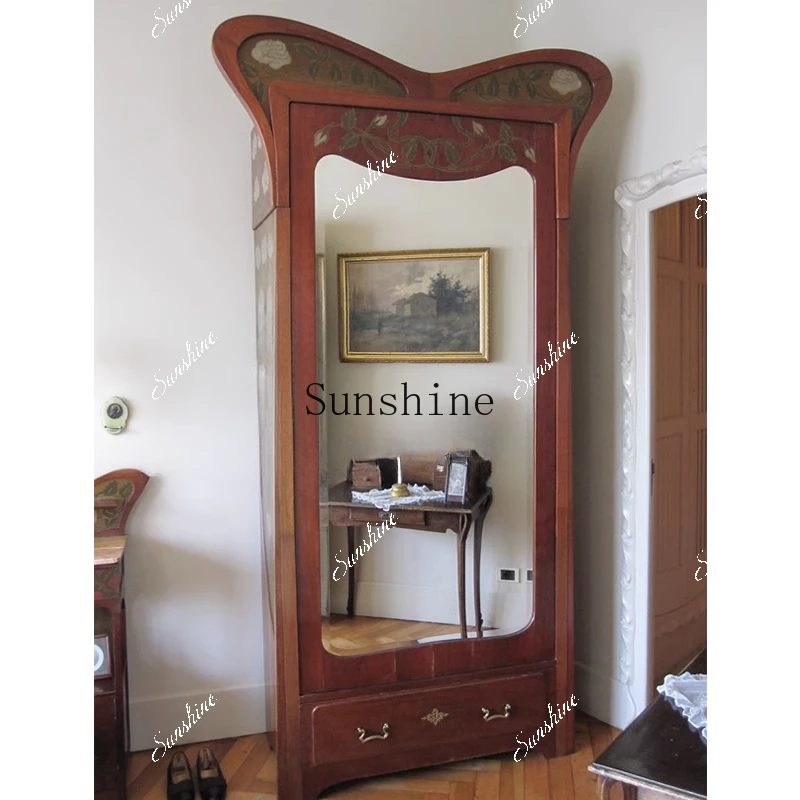 Solid wood wardrobe/neoclassical storage/hand-painted personalized shape, simple and modern  FT