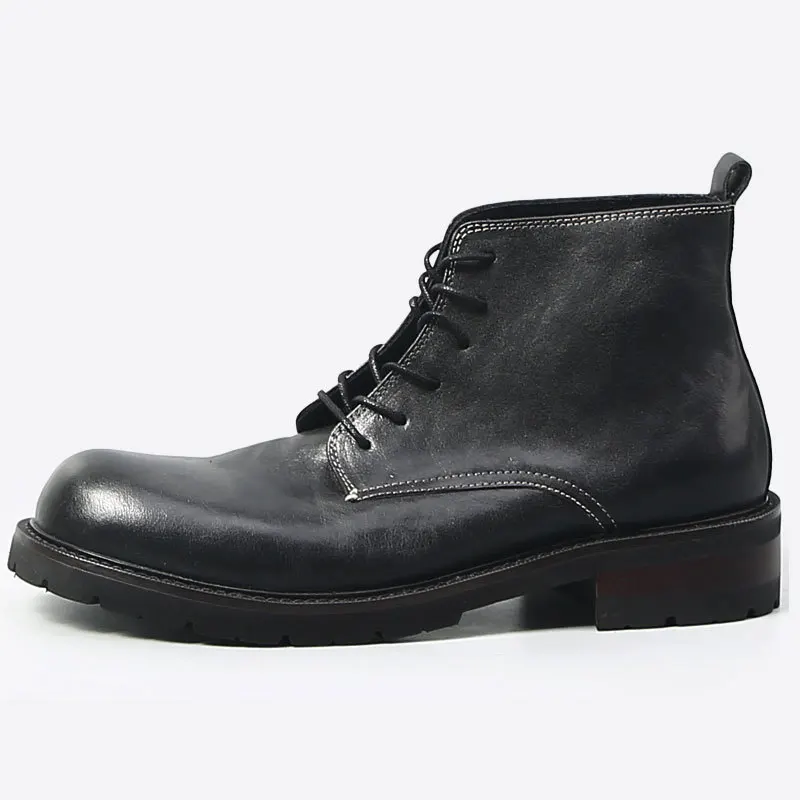 

Men Boots Retro High-top Men Shoes New Short Boots Leather Boots