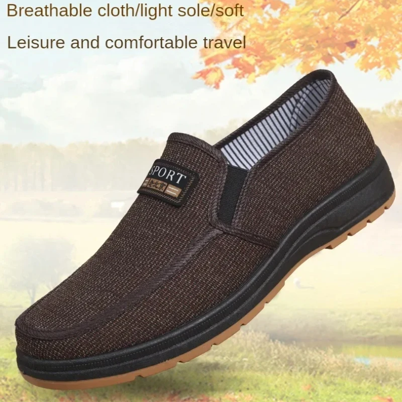 Lässige Wanderschuhe für Herren, atmungsaktives Obermaterial, leichte Sohle, weiche und rutschfeste, verschleißfeste Stoffschuhe mit flachem Boden