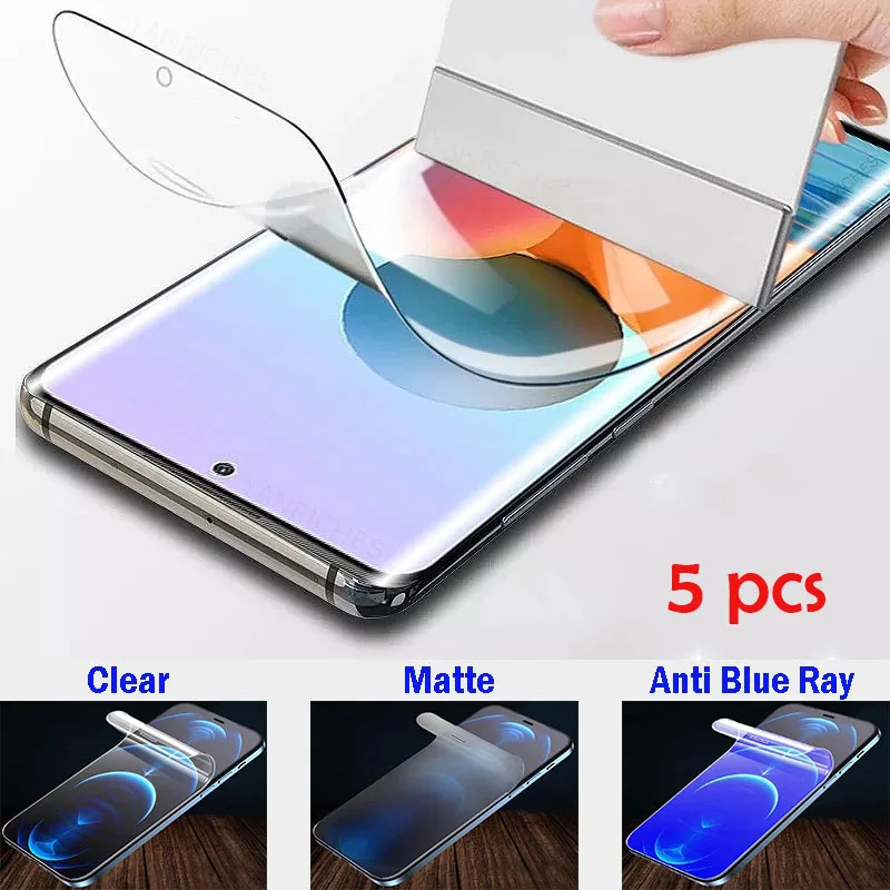 5 Pcs Matte/HD/Anti-Bluelight Screen Protector for Xiaomi POCO F5 F3 F2 Pro F4 GT F1 full Cover Hydrogel Film