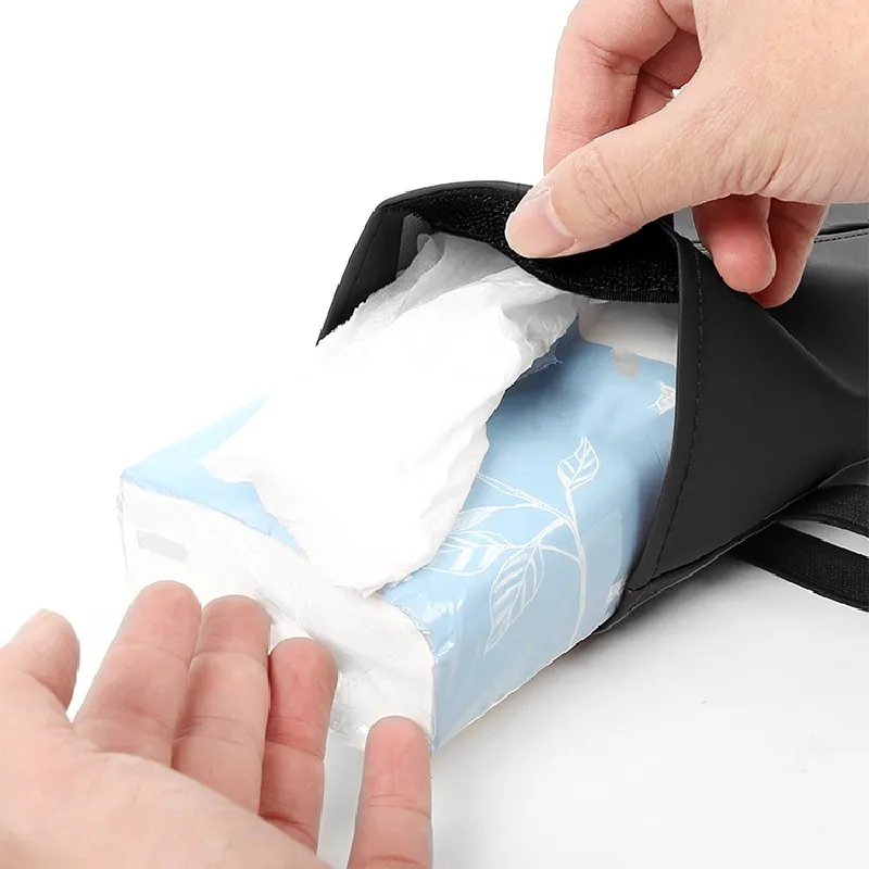 

Car Tissue Case,For Console,Armrest Portable Napkin Holder,Visor,Seat Back Headrest Fix Strap Tissue Storage Cover Keep Car Tidy