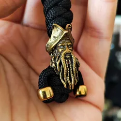 Cordón trenzado de Paracord Octopus pirate para exteriores, colgante de cuerda tejida a mano EDC interesante para mochila, llavero colgante