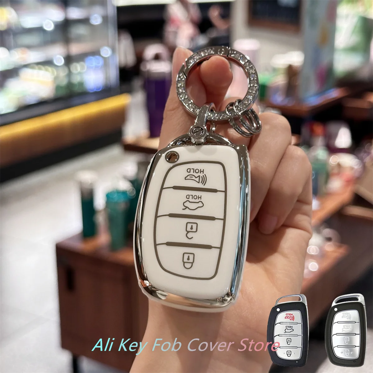 Key Fob Cover with Keychain Lanyard for Hyundai Elantra Ioniq Sonata Tucson Elantra GT Keyless Entry Smart Key Case