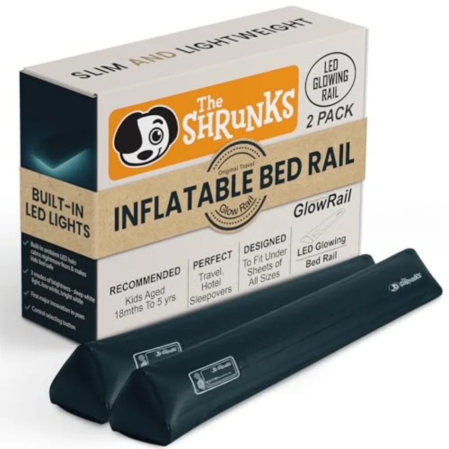 

Inflatable Bed Rail for Toddlers Built-in LED Lights Blow-up Bed Bumper Bed Rails for Any Size Twin King or Queen with Non-Slip