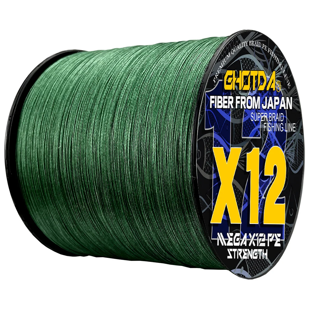 GHOTDA Braided Fishing Line 12 Weaves Threads 300m 0.16mm-0.55mm Smooth Strong Multifilament PE Wire Anti-bite For All Waters