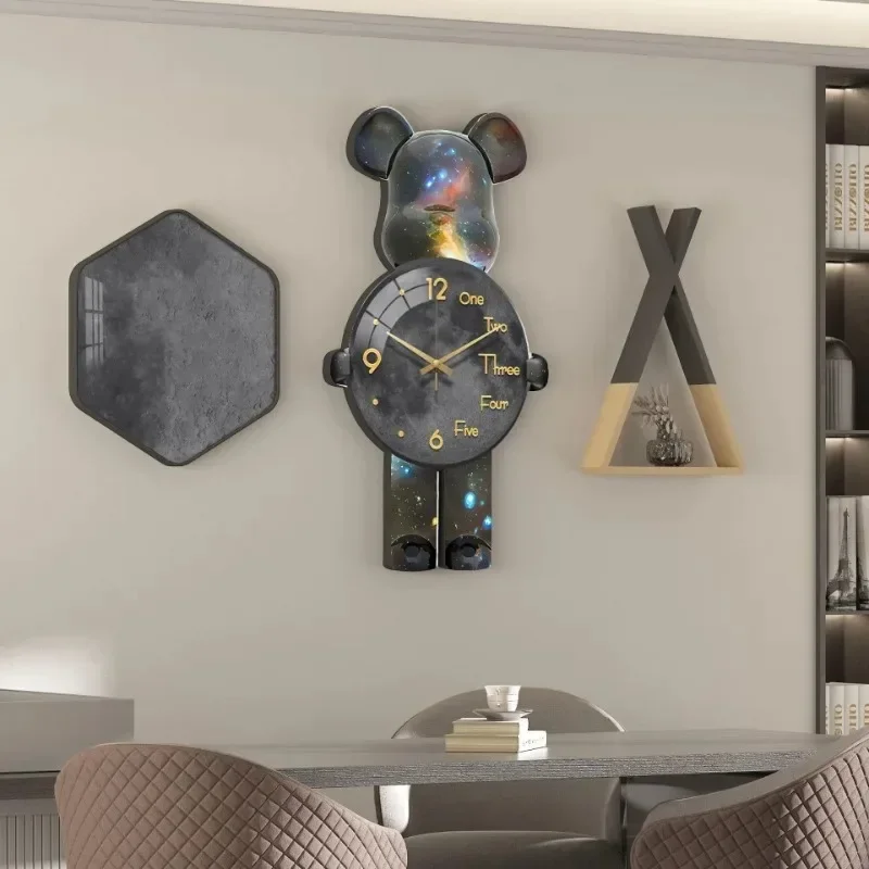 Large Bear Wall Clocks Creative Violent Bear Wall Clock Aesthetic Giant Wall-clock Luxury Living Room Decoration Birthday Gifts