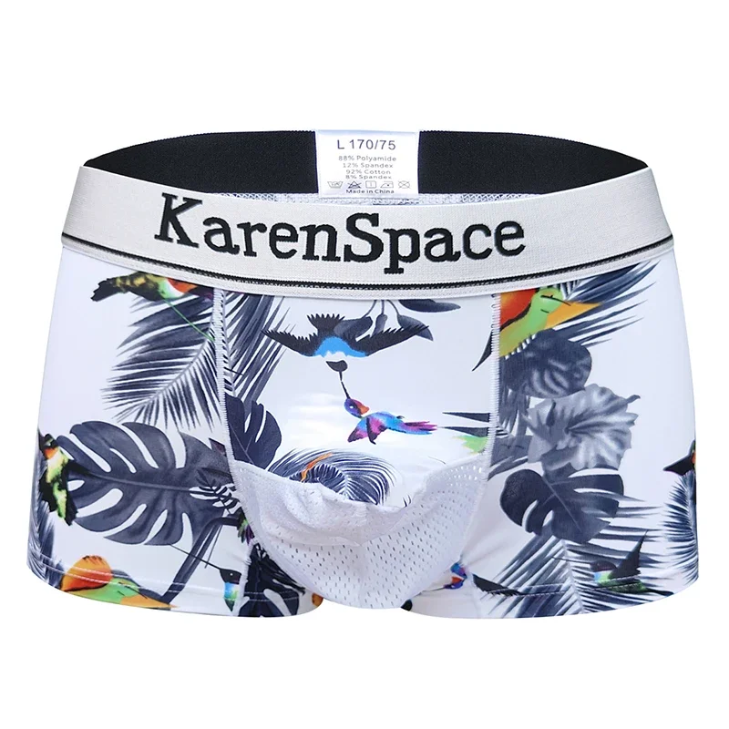Lange Herren-Boxershorts aus Eisseide, atmungsaktive Mesh-Unterwäsche, bequeme Dessous-Shorts