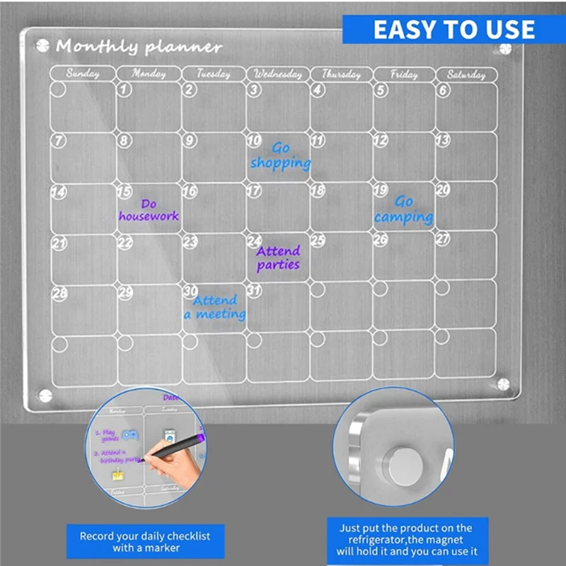 Advanced Weekly Calendar For Fridge Dry Erase Board Calendar For Fridge, Reusable Planner, Gift For Home Organization