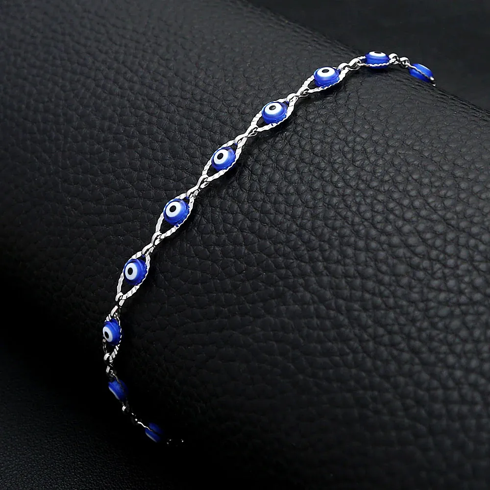 Simple Vintage Turkish Evil Eye Dainty Twisted Bracelet Adjustable Chain Lucky Amulet For Men Women Fashion Jewelry Couple Gifts